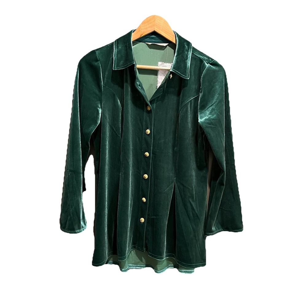 Soft Surroundings Jewel Green Enchanted Velvet Shirt 2GB0560601 Small